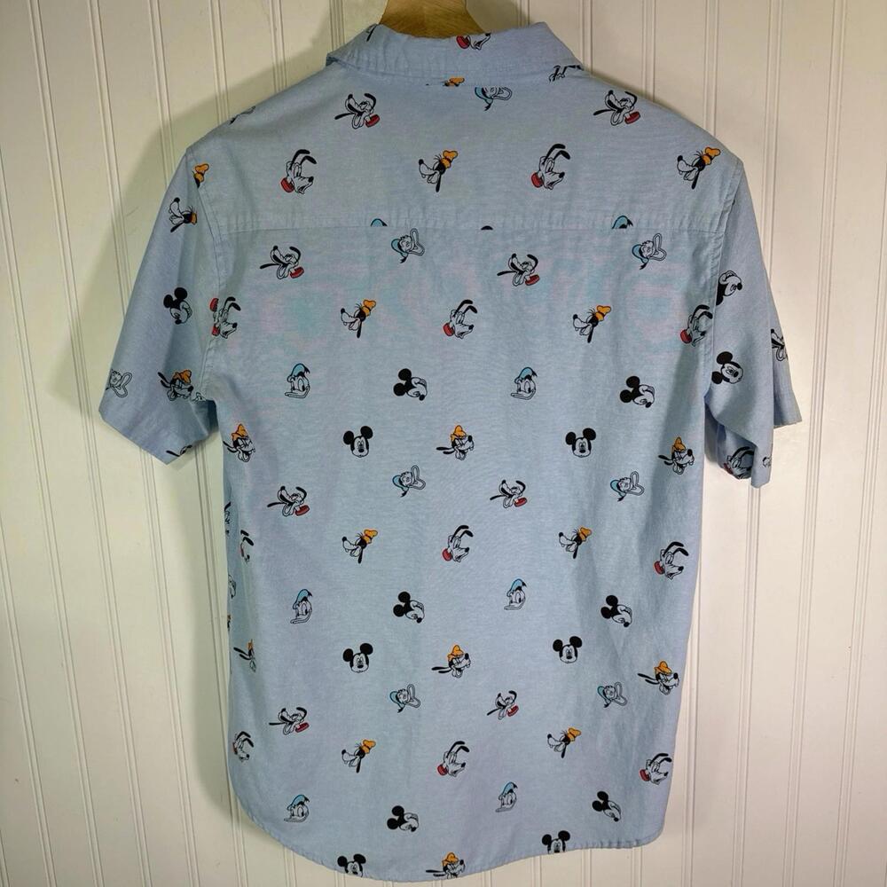 Disney Shirt Men’s S Blue All Over Print Mickey Mouse Button Down Donald Goofy - Picture 5 of 5